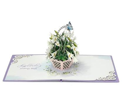 CUTPOPUP White Lily Sympathy Pop Up Card, With Sympathy Card, Loss of Loved One, Pet, Mom, Dad, Child, Condolence, Bereavement, Grief with Envelope (White Lily) FL114.1US - color: Sympathy White Lily-6x6in