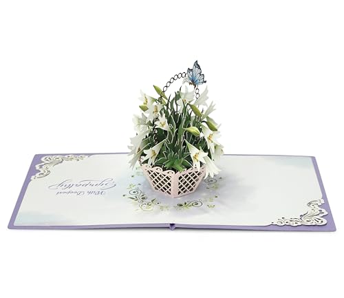 CUTPOPUP White Lily Sympathy Pop Up Card, With Sympathy Card, Loss of Loved One, Pet, Mom, Dad, Child, Condolence, Bereavement, Grief with Envelope (White Lily) FL114.1US - color: Sympathy White Lily-6x6in