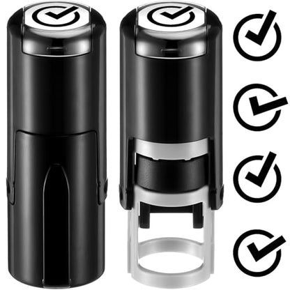 Supervitae 2 Pack Black Checkmark Print Stamps Ink Stamper | Mini Self Inking Stamps for Party Educational Activities Craft Supplies - color: Black, style: Checkmark