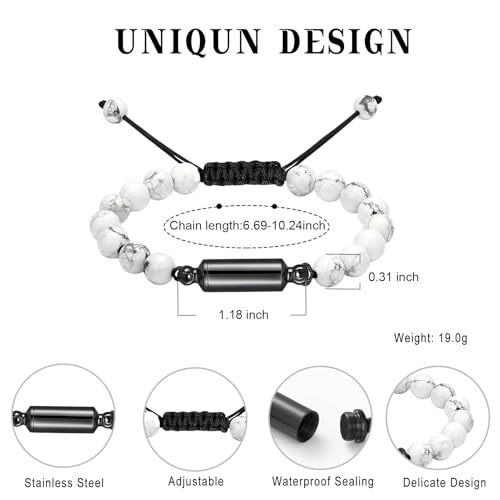 Hearbeingt Cremation Jewelry Urn Bracelet for Ashes Braided Rope Beads - color: White-3
