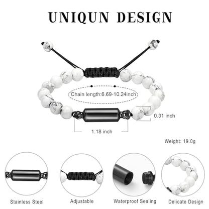 Hearbeingt Cremation Jewelry Urn Bracelet for Ashes Braided Rope Beads - color: White-3