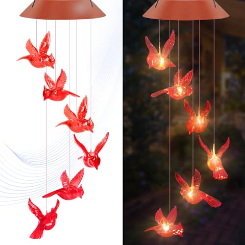 Cardinal Solar Wind Chimes, Wind Chimes for Outside