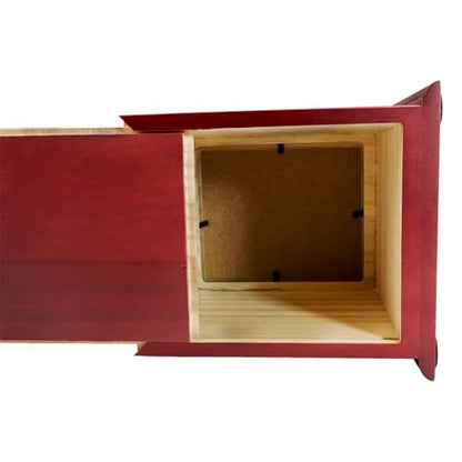 Pet Urn for Ashes Wooden Memorial Urn Dogs Cats with Photo Frame Wine Red - color: Wine Red