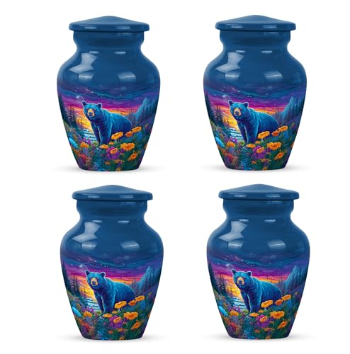 Polar Bear Cremation Urns for Human Ashes - Flowers Small Urns for Human Ashes Adult Male - Keepsake Urn for Female - Burial Urn for Mom & Dad - Funeral for Men & Women - 3 Inch, Set of 4 - color: Small Urn for Ashes for Women, size: 3 INCH, Set of 4