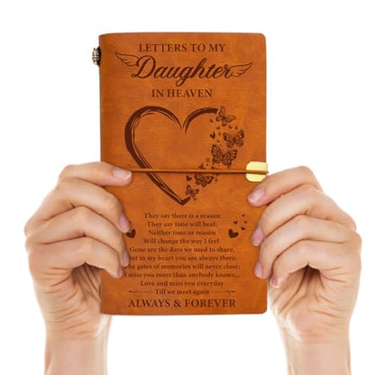 Vetbuosa Letter to Daughter in Heaven Leather Journal,Memorial Gifts for Loss of Daughter,Sympathy Gifts,Bereavement Gift Idea,In Memory of Loved One Gift - color: Brown-Daughter