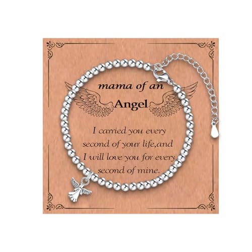 Sympathy Gifts for Loss of Loved One, Memorial Bereavement Gifts for Loss of Mother Father Husband Pets, Angel Bracelet Beads for Women - style: mama of angel