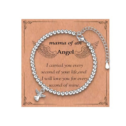 Sympathy Gifts for Loss of Loved One, Memorial Bereavement Gifts for Loss of Mother Father Husband Pets, Angel Bracelet Beads for Women - style: mama of angel