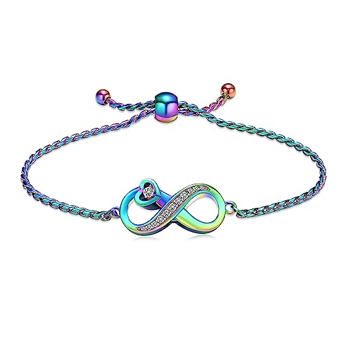 Urn for Ashes Infinity Bracelet for Women Girl Cubic Zirconia Cremation Keepsake Jewelry Gift for Human - color: Colourful