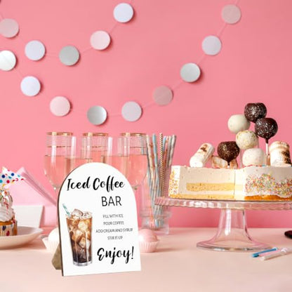 Iced Coffee Bar Wooden Table Sign, Iced Coffee Bar Sign for Baby Shower - color: Iced