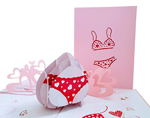 iGifts And Cards Sexy Lingerie 3D Pop-Up Card – Cheeky Love 6"x8" | Valentine's Day, Thinking of You, Romantic Keepsake, Wife, Girlfriend, Playful Hearts, Flirty Surprise, Just Because, For Her - color: Underwear