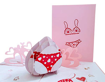 iGifts And Cards Sexy Lingerie 3D Pop-Up Card – Cheeky Love 6"x8" | Valentine's Day, Thinking of You, Romantic Keepsake, Wife, Girlfriend, Playful Hearts, Flirty Surprise, Just Because, For Her - color: Underwear