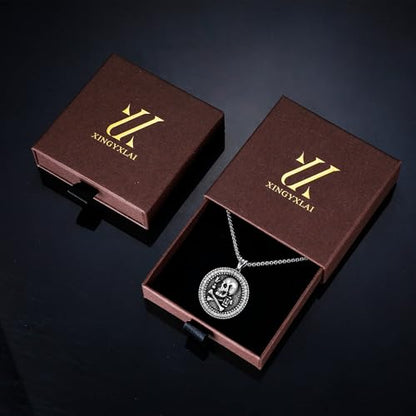 925 Sterling Silver Patron Saint Necklace Amulet Miraculous Medal Pendant Jewelry for Men Women with Friendship Talisman Travel Inspirational Gifts - color: black-K