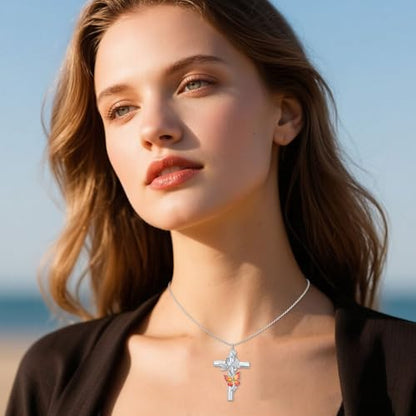 SOULMEET Enamel Butterfly Cross Urn Necklace for Ashes, Cross Moissanite Butterfly Ashes Necklaces with Forever in My Heart Engraved Keepsake Cremation Locket Jewelry for Women Men - color: C-Red, style: Custom Engraved