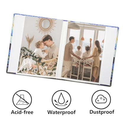 Photo Album 4x6 with 50 Pockets, Small Picture Album with Premium Leather Album Cover, Slip-in Mini Picture Book for Family Wedding Anniversary Baby Vacation Pictures, Starry Night