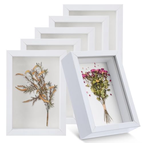 6 Pack 4 x 6 Inches Shadow Box Frame, Small Wood Frame Memory Display Cases,1.2in Depth Picture Frame Case for Dried Flowers, DIY Craft, Memorabilia, Medals and Photos