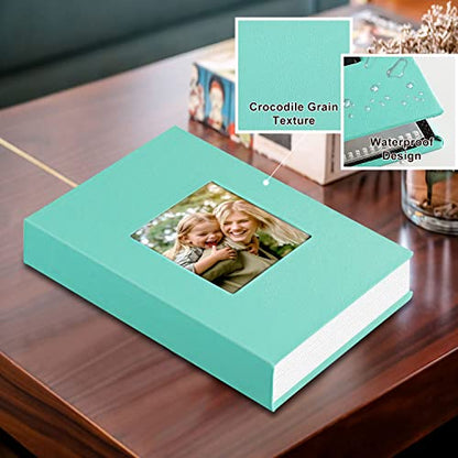 Ywlake Photo Album 4x6 50 Pockets 2 Packs, Small Mini Capacity Leather Photo Albums, Each Pack Holds 50 Top Loader Vertical Only Pictures Teal - color: Teal, size: 50 Photos/2PK