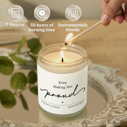 Sympathy Gifts for Loss of Loved One, 7OZ Lavender Scent Soy Wax Candle - style: Keep Making Her Proud