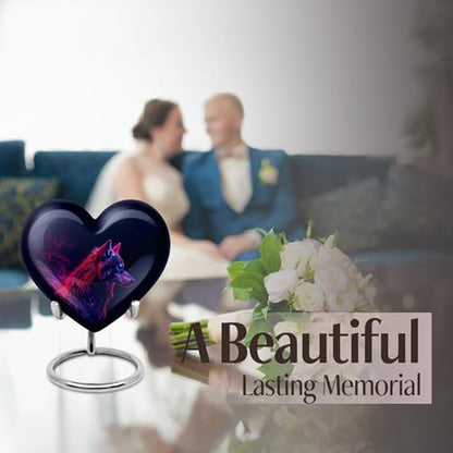 Wolf Urns for Human Ashes - Heart Urn for Human Ashes - Funeral Urns for Adult Ashes Women - Urns for Ashes Adult Female Mother - Memorial Urn - (Size - 3 inch Pack of 4) - size: #4 (Set of 4)