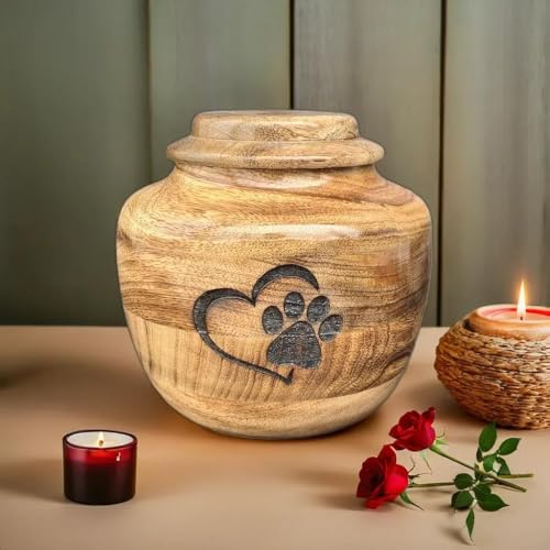 Wooden Urn for Dog Wooden Pet urn Cremation Urn for pet Urns for Dogs Ashes Wooden Pet Urn Box Small Wooden urn (Medium (7" Hx6 Diameter)(110Cu/In)) - size: Medium (7"Hx6"Diameter)(110Cu/In)