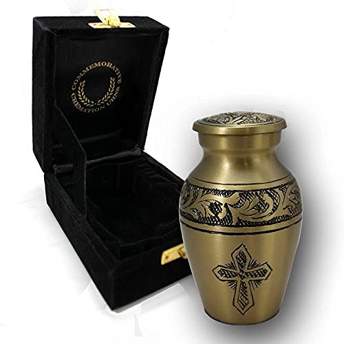 Gold Cross Cremation Urns for Human Ashes Adult Female & Male Urns - color: Gold, size: Small