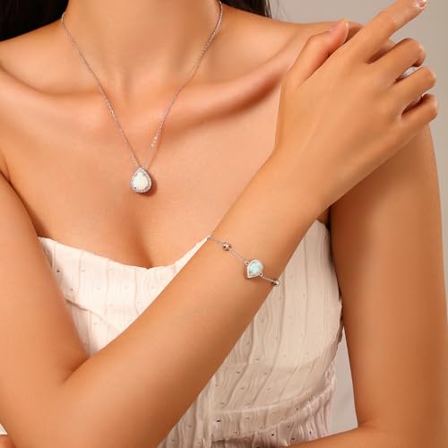 925 Sterling Silver Urn Bracelet for Ashes Women Cremation Jewelry | Memorial Keepsake Bracelet with Hidden Ashes Holder, Meaningful Remembrance Jewelry Gift for Loss of Loved One - style: Opal Teardrop Urn Bracelet