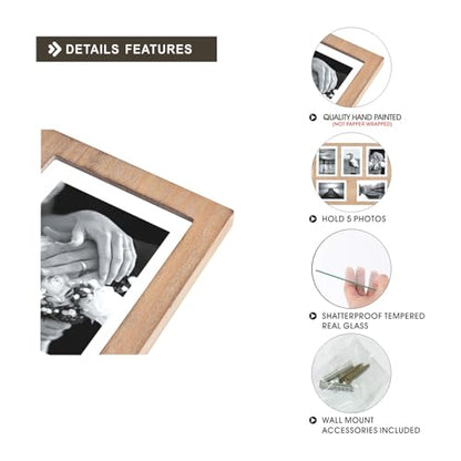 Collage Picture Frame Beige Wood 4x6 5-Opening 1 Pack - color: Beige, size: 5 4X6