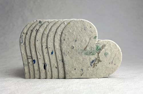 Of The Earth Handmade Paper - Wildflower Seed Paper Large Hearts - Recycled Flower Petals - Set of 24 (47s Junk Mail Lotka) - color: 47s Junk Mail Lotka