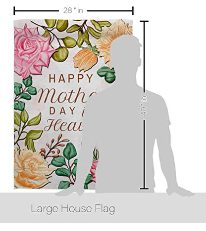 Mother In Heaven House Flag - Pack Family Mother's Day Mom Mama Grandma Love Flowers Parent Sibling Relatives Grandparent USA Embroidery - Banner Small Garden Yard Gift Double-Sided Made 28 X 40 - color: In Memorial Gifts Made In USA