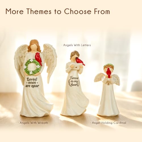 Angel Holding Cardinal Resin Figurine Gift for Women, Memorial Sympathy Gift for Loss of Loved One, Home Shelf and Tabletop Decor, Gift Box Included - style: Angel Holding Cardinal