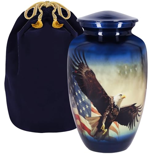 Trupoint Memorials Cremation Urns for Human Ashes, Military and Patriotic Decorative Burial Urn for Veteran Adult Men and Women, Large Blue - color: Blue Usa Eagle, size: Adult