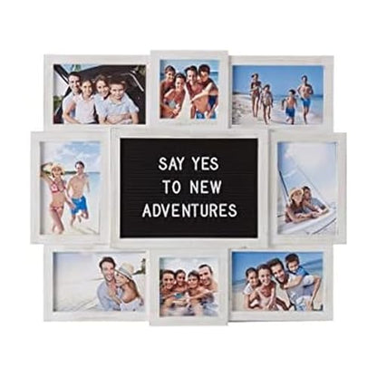 MELANNCO Customizable Letterboard 8-Opening Photo Collage, 19 x 17 inch, Distressed White - color: Distressed White, size: 19x17 - 8 Opening