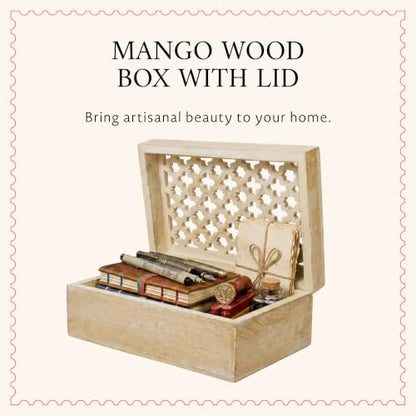 Mela Artisans Trellis Mango Wood Storage Box - Whitewash, 9x6 in - color: Whitewash, size: Large