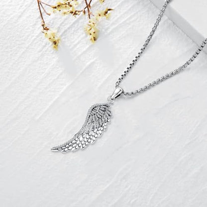 Angel Wings Necklace 925 Sterling Silver Guardian Angel Nurse RN Caduceus Pendant Charm Crystal Angel Jewelry Gifts for Women - style: B-Angel Wing