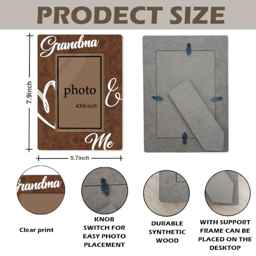 Grandma and Me Picture Frame, Grandmother Birthday Gift From Grandchild, Tabletop Display Home Decoration, Grandma Gifts Wooden Photo Frame Fitting a 4x6 Inch Photo - color: Grandma and Me