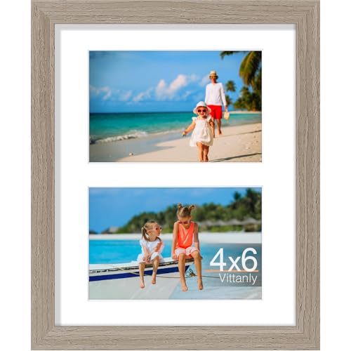Vittanly 8x10 Collage Picture Frame, Displays 2Pcs 4x6 Photos, Light Taupe - color: Light Taupe, size: 8x10