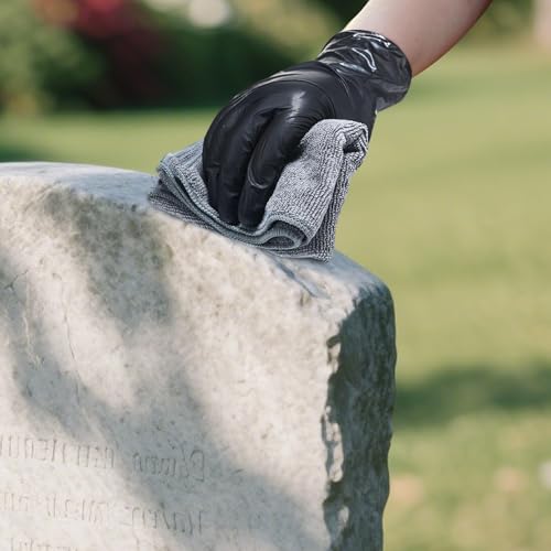 9Pcs Headstone Cleaning Kit Grave Cleaner for Granite & Stone with Microfiber Towel Bristle Crevice Brush Scrub Brush Sponge Gloves & Plastic Scraper Memorial Tombstone Care Set