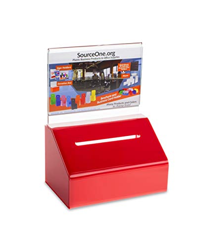 Acrylic Heavy Duty Donation/Ballot Box with Lock and Sign Holder - color: Red, size: 2 Pack