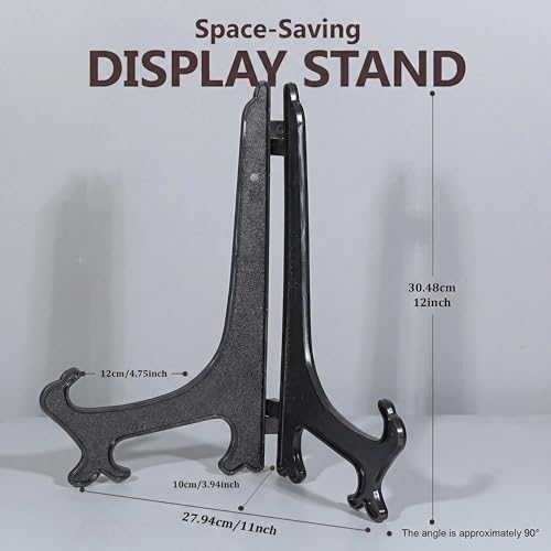 Artliving (4 Pack) 12 Inch Plastic Display Stand, Black Easel Display Photo Holder Stand, Displays Picture Frames, Cookbooks, Tablets and Art - color: Black, size: 12 inch (4 pack)