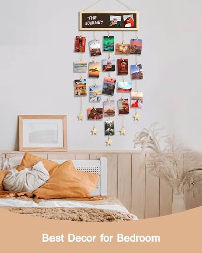 SF SOONEAT Picture Frames Collage Wall Decor Hanging Photo Display Multiple Family Tree Polaroid Celebration of Life Decorations with String, Blackboard, 30 Clips