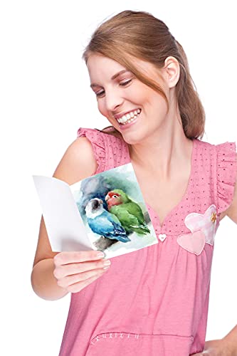 Better Office Products 50-Pack All Occasion Greeting Cards Box Set, 4 x 6 inch, 50 Assorted Blank Note Cards & 50 Envelopes, 6 Butterfly & Birds Designs, Blank Inside, 50 Pack