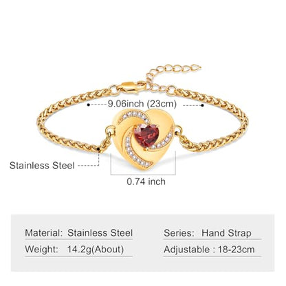 Imrsanl Heart Urn Bracelet for Ashes for Women Inlaid Crystal Ajustable Link Bracelets Cremation Jewelry Keepsake Loved Ones Memorial Ashes Holder - color: Gold-Red