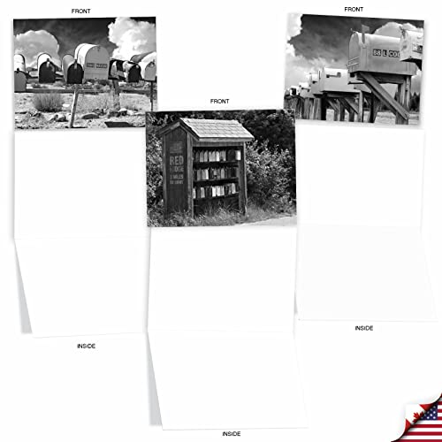 The Best Card Company - 10 Blank Note Cards with Envelopes (4 x 5.12 Inch) - Black & White Photos, Bulk Boxed Set - In the Mail M9681OCB - style: In The Mail