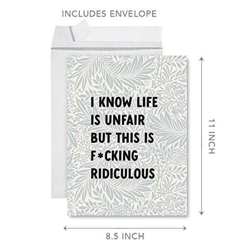 Andaz Press Jumbo Sympathy Card with Envelope, Sorry For Your Loss, Life Is Unfair But This Is F*cking Ridiculous, Pet Loss, Condolences Card with Big Blank Space For Friends Family 8.5" x 11", 1-Pack - color: Life Is Unfair