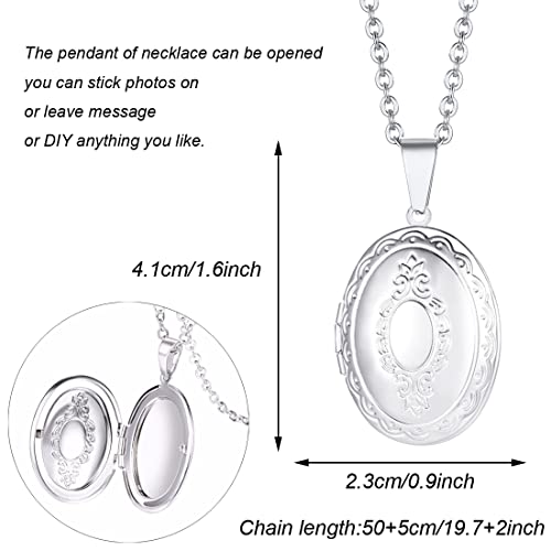 2 Pcs Locket Necklace that Holds Pictures Stainless Steel Locket Pendant Necklace Memory Photo Pendant Necklace for Women Girls - color: Oval style 1