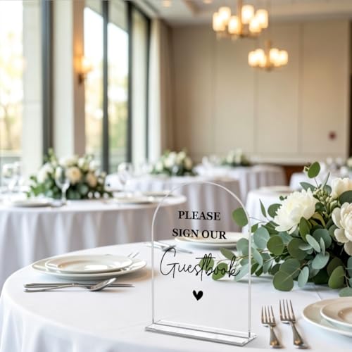Acrylic Wedding Signage, Please Sign Our Guest Book Table Sign, Photo Guest Book for Bridal Shower & Gift Party, 5x7 Inches Acrylic666 - color: Guestbook, size: 5x7