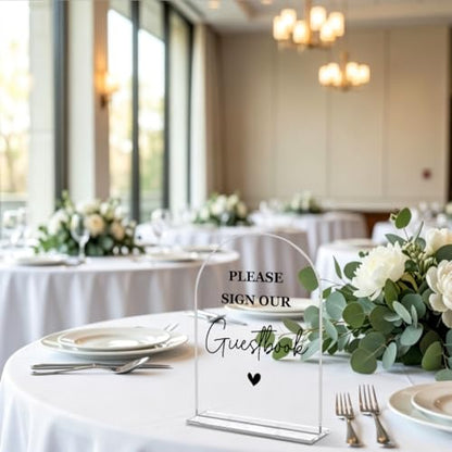Acrylic Wedding Signage, Please Sign Our Guest Book Table Sign, Photo Guest Book for Bridal Shower & Gift Party, 5x7 Inches Acrylic666 - color: Guestbook, size: 5x7
