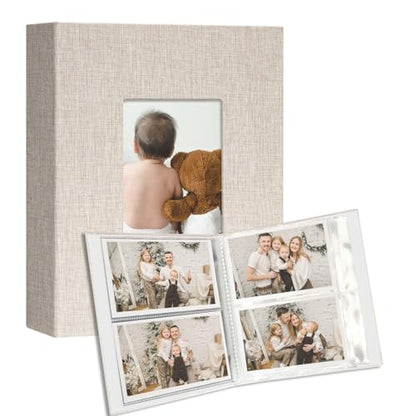 Vienrose 4x6 Small Photo Album, 2 Pack, 200 Photos, Beige | Linen Cover, Mini Photo Album, Baby Memory Book, Wedding Family Travel - color: Beige, size: 4x6 100 Pockets