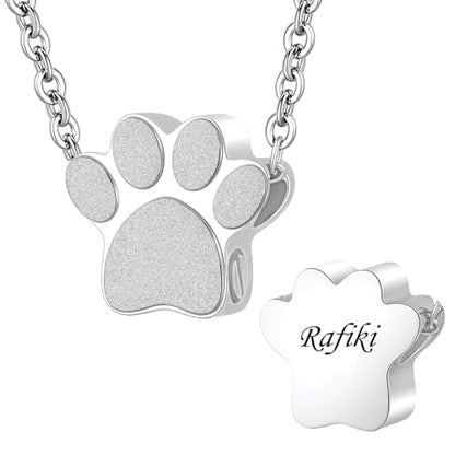 Pet Cremation Jewelry for Ashes Pendant Pet Urns For Dogs/Cats Urn Ashes Pendant Paw Print Urn Necklace with Mini Keepsake Memorial Ash Jewelry - color: Customize
