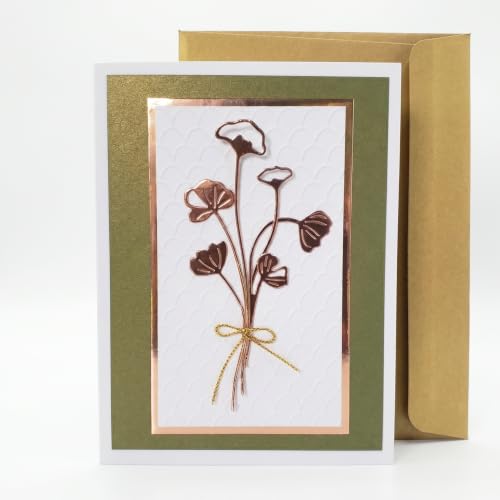 Cuddles&Hugs Handmade Botanical Flower Card – Copper Bouquet | Birthday, Thank You, Anniversary, Wedding, Mother’s Day, Sympathy, Graduation, Retirement, Congratulations, Thinking of You - For Her