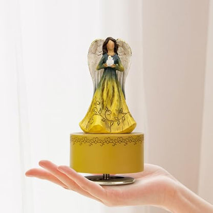 Music Box, Guardian Angel Musical Box Figurine Holding Heart, Sculpted Hand-Painted Music Boxes Figures Wind Up Angel Musical Boxes for Women Girls in Christmas Birthday Anniversary - color: Angel Figurines Dove